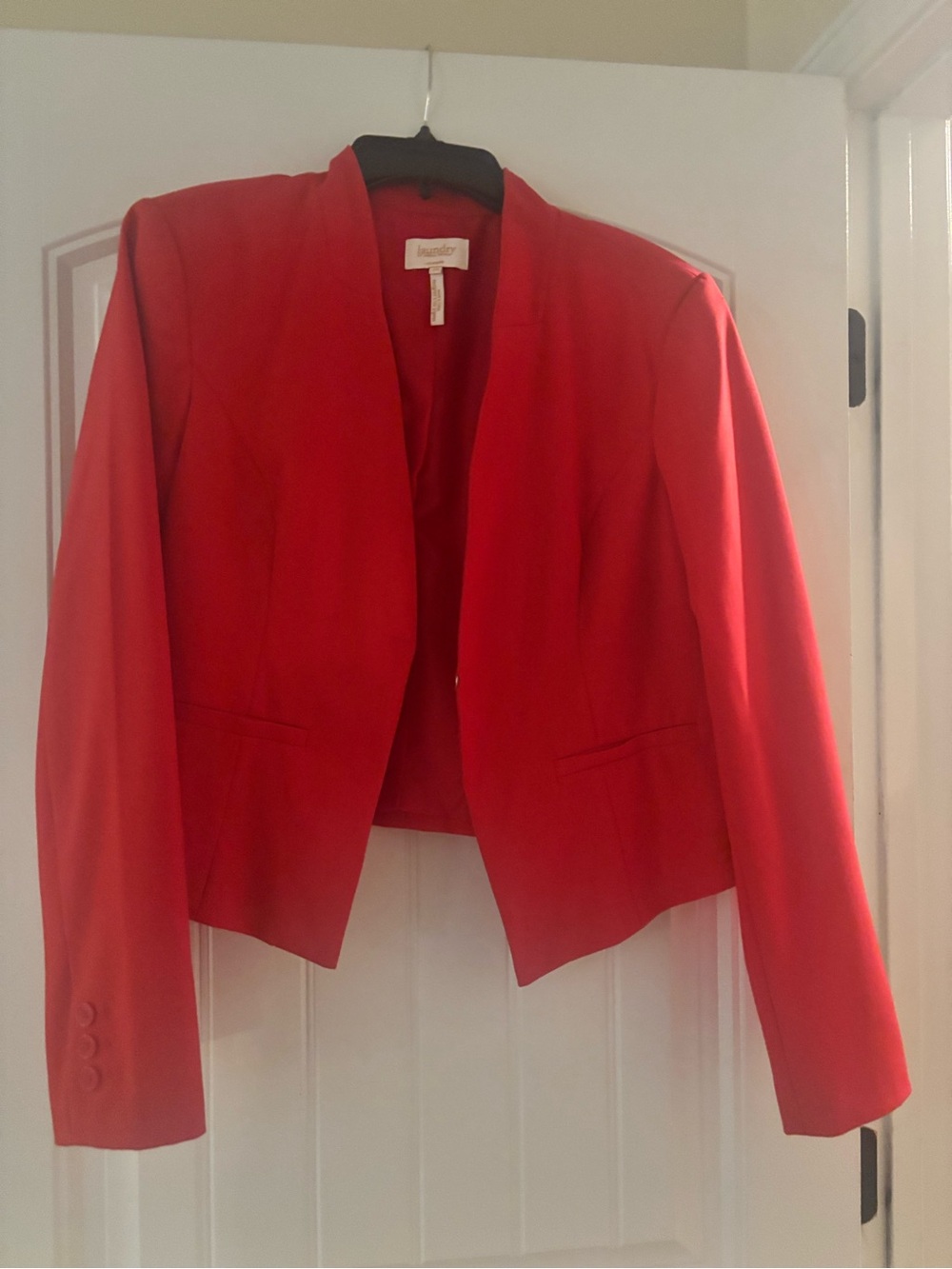 Laundry By Shelli Segal Red Cropped Open Blazer